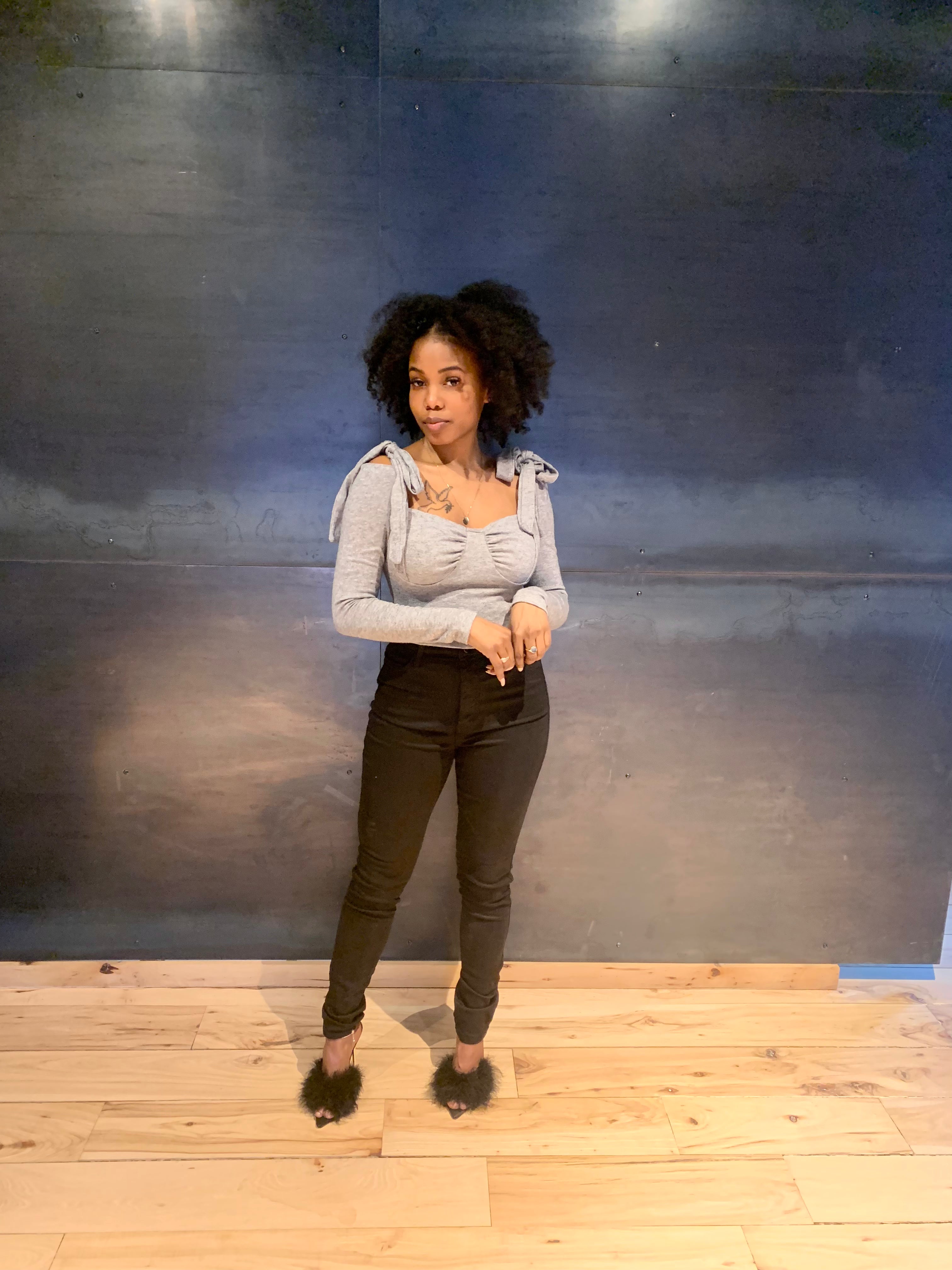 DINA Crop Top-GRAY