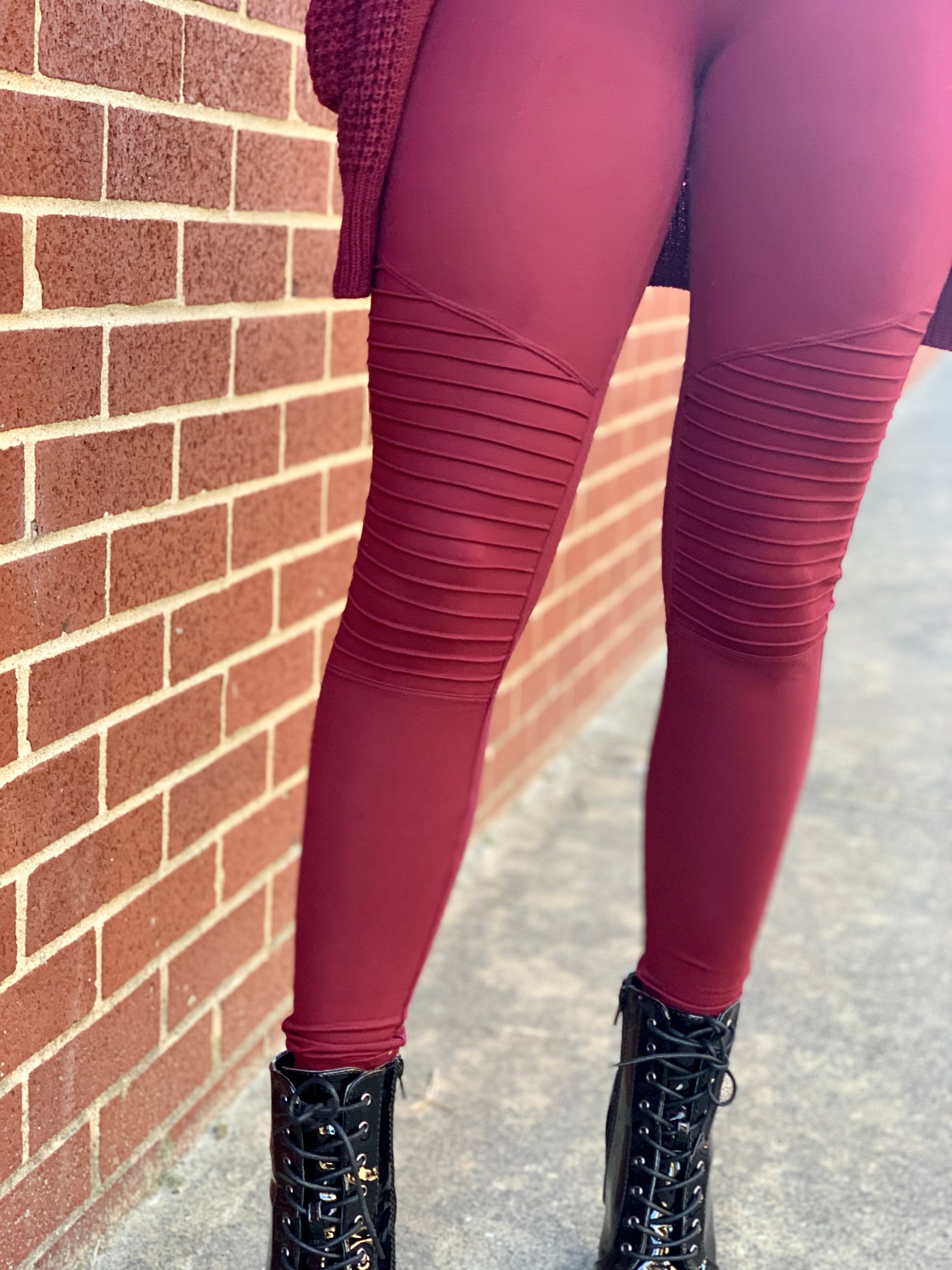 MOTO Leggings -Burgundy – House of Rena