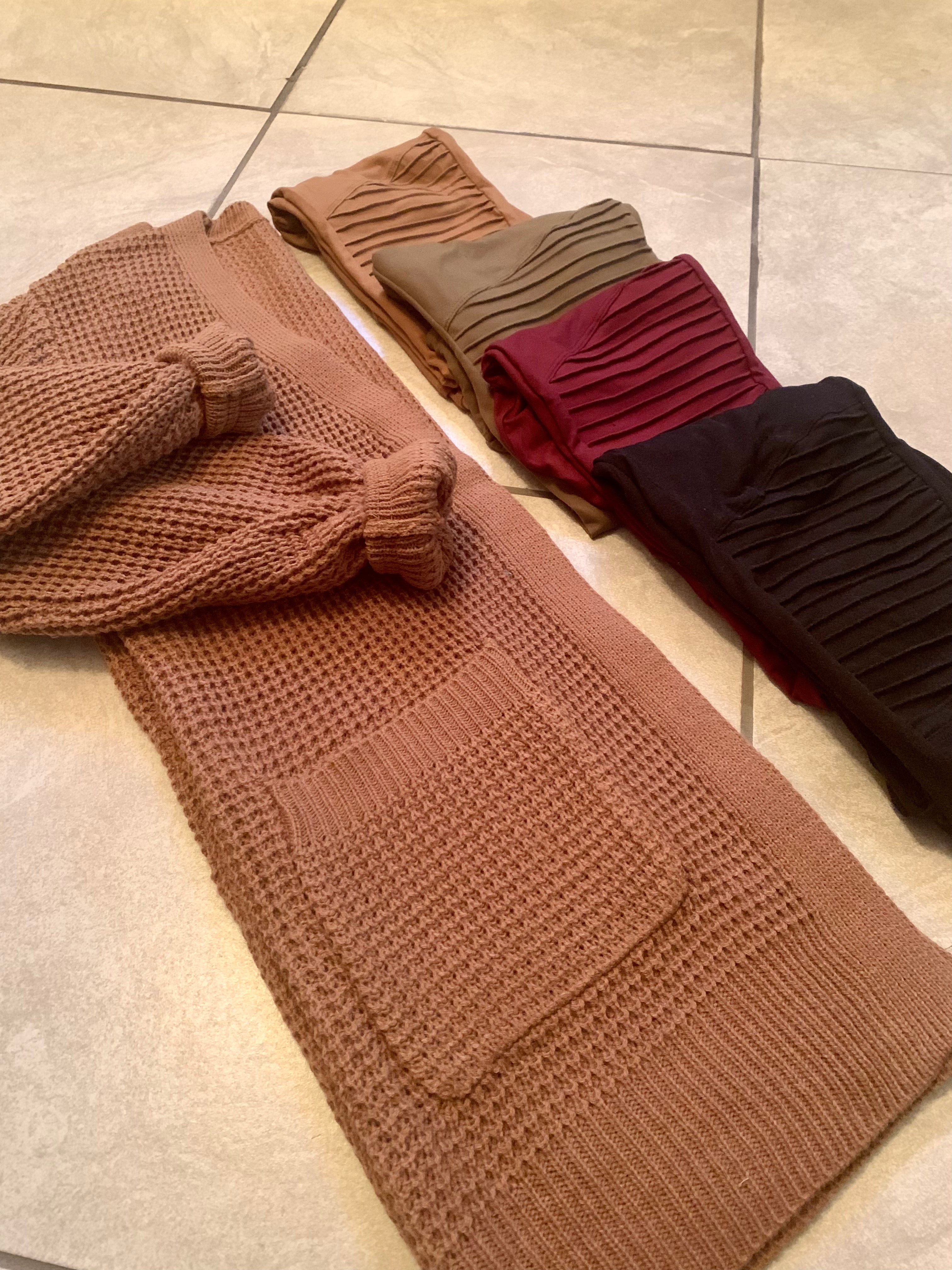 CARLI Waffle Cardigan-Camel