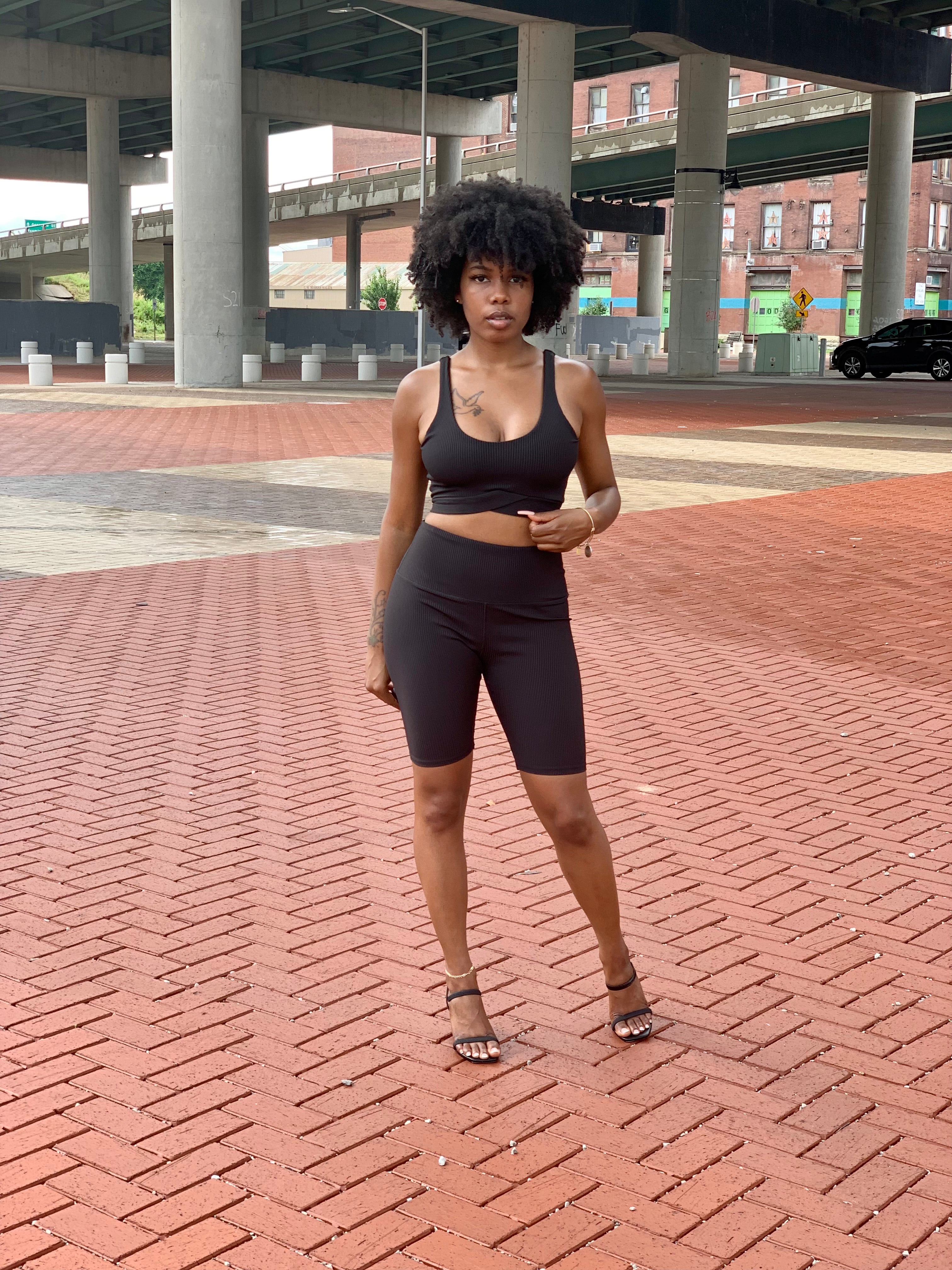 JADE Ribbed Short Set (BLACK)