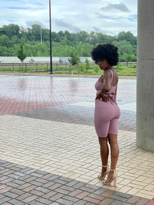 JADE Ribbed Short Set (Mauve)