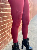 Load image into Gallery viewer, MOTO Leggings -Burgundy

