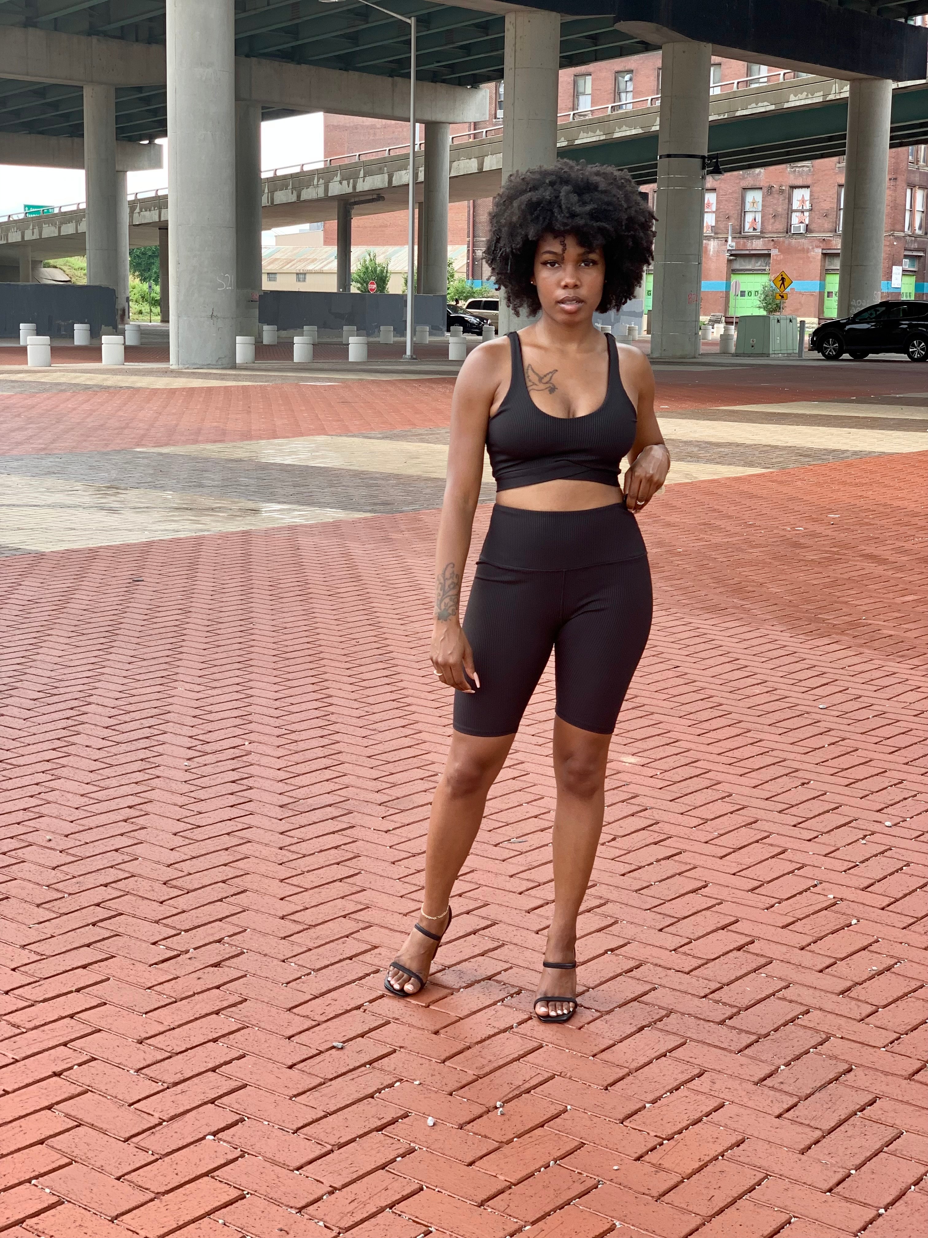JADE Ribbed Short Set (BLACK)