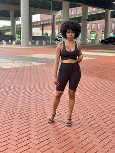 JADE Ribbed Short Set (BLACK)